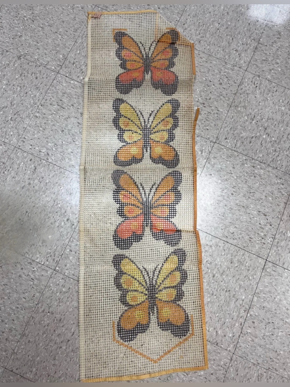 Vintage Butterfly Latch Hook Canvas